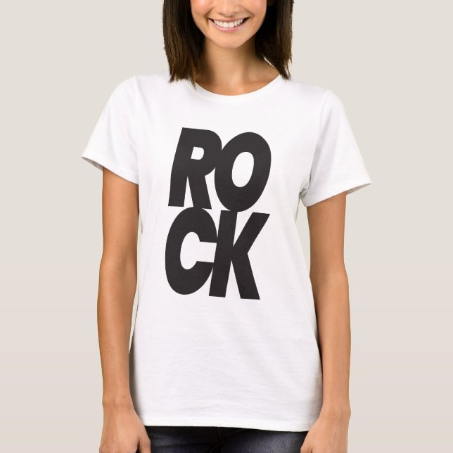 Gestapelte Rock-Typografie T-Shirt (Vorderseite)