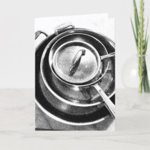 Gestapelte Sauté-Pfannen Leere Grußkarte