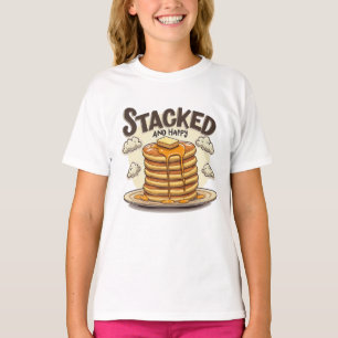 Gestapelte und glückliche Pancakes Sirup Delight T-Shirt