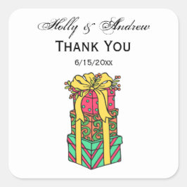 Gestapelte Weihnachtsgeschenke Weihnachten Weihnac Quadratischer Aufkleber