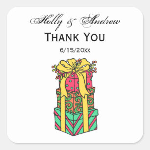 Gestapelte Weihnachtsgeschenke Weihnachten Weihnac Quadratischer Aufkleber