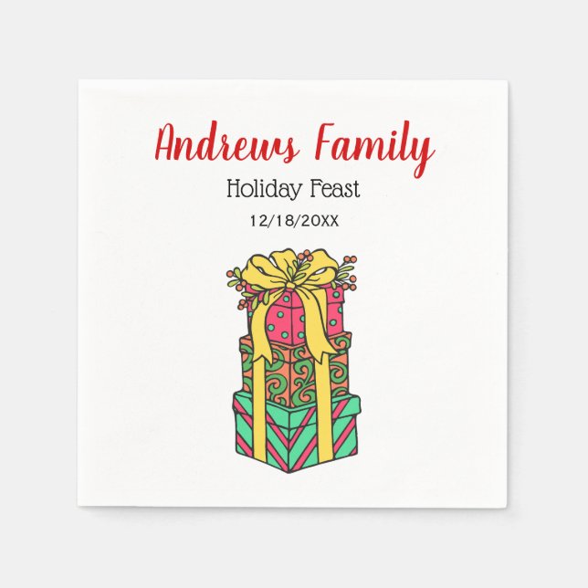 Gestapelte Weihnachtsgeschenke Weihnachten Weihnac Serviette (Vorderseite)
