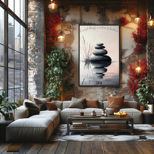 Gestapelte Zen Stones und Gentle Stream Art Poster