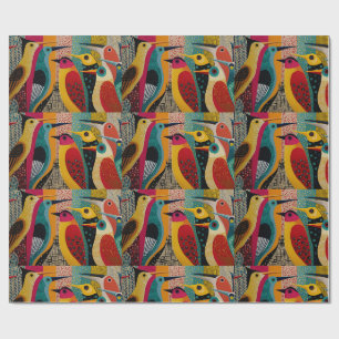 Gestellte Vögel in lebhaften Farben, gefliest Geschenkpapier