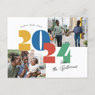 Gestempelte Neujahrs-Flat-Photokarte Feiertagspostkarte