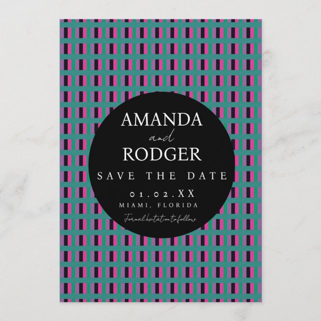 Gesteppte Bold Save-the-Date-Karte Einladung (Vorderseite)