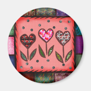 Gesteppte Herz-T - Shirts und Geschenke Magnet