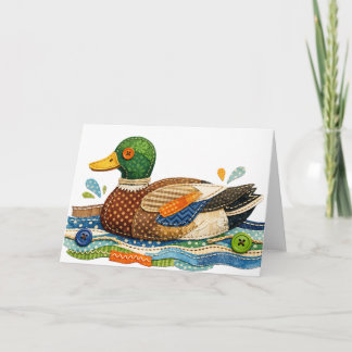Gesteppte Patchwork-Erpel-Ente Karte