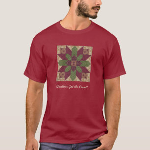 Gesteppter grüner Burgunder-Stern T-Shirt