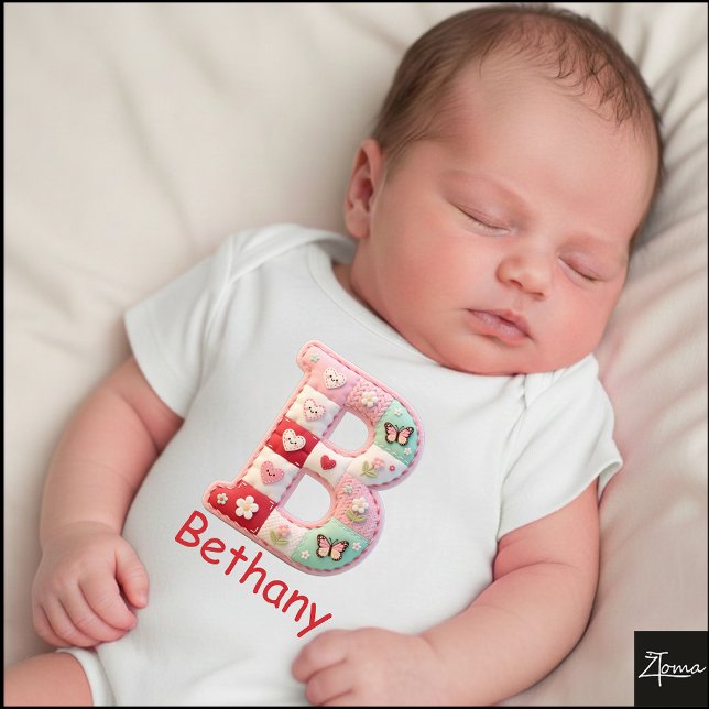 Gesteppter Patchwork-Initialbuchstabe B Kinderzimm Baby Strampler (This is a sample design. There are several models to choose from, with the name and color changed.)