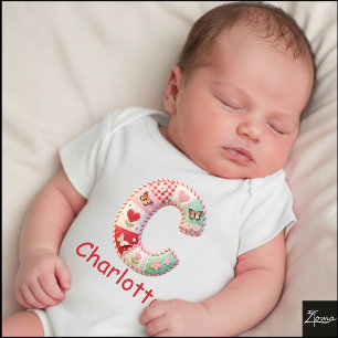 Gesteppter Patchwork-Initialbuchstabe C Kinderzimm Baby Strampler