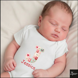 Gesteppter Patchwork-Initialbuchstabe J Kinderzimm Baby Strampler