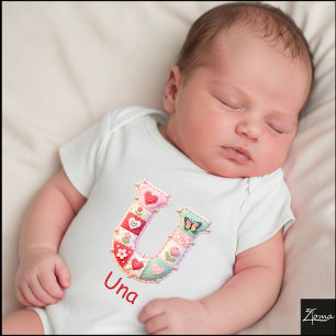 Gesteppter Patchwork-Initialbuchstabe U Kinderzimm Baby Strampler