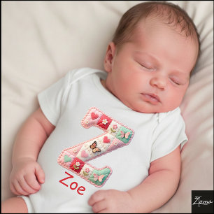 Gesteppter Patchwork-Initialbuchstabe Z Kinderzimm Baby Strampler