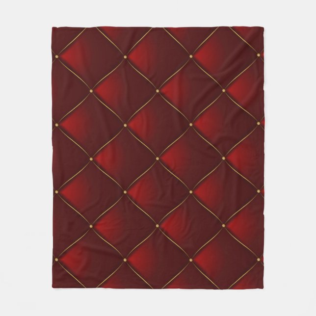 Gesteppter roter Goldfaden Hintergrund Fleecedecke (Vorderseite)