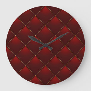 Gesteppter roter Goldfaden Hintergrund Große Wanduhr