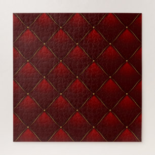 Gesteppter roter Goldfaden Hintergrund Puzzle