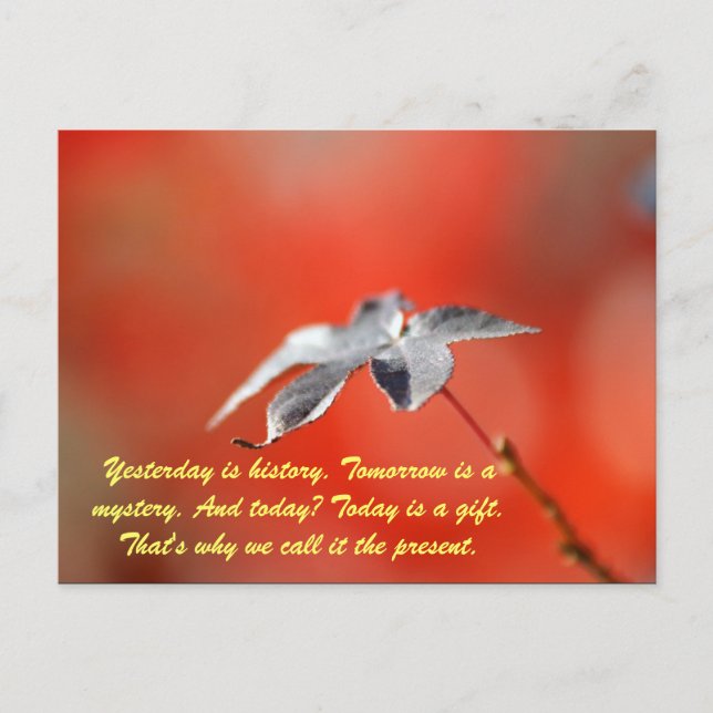 Gestern ist Geschichte. Morgen ist ein Rätsel. und Postkarte (Vorderseite)