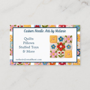 Gestickte Blumen-Patchwork-Quilt Visitenkarte