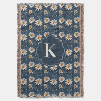 Gestickte Daisy-Denim-Decke | Monogramm Decke