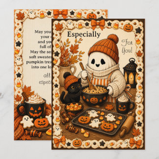 Gestickte Geister Cozy Ghost Backen Herbstgrüße Feiertagskarte