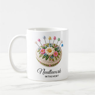 Gestickte Nadelkissen-Tasse — Stickerei-Introverti Kaffeetasse