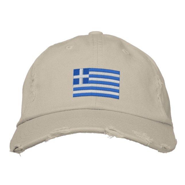 Gestickte Twillkappe Griechenlands Flagge Bestickte Baseballkappe (Vorderseite)