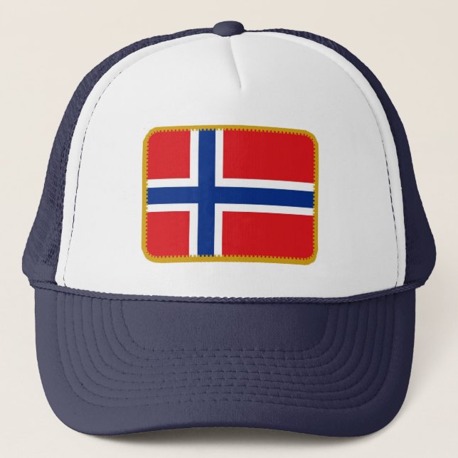 Gestickter Effekthut Norwegens Flagge Truckerkappe (Vorderseite)