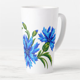 Gestickter Look Blaue Kornblumen Milchtasse