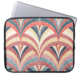 Gestickter welliger bohemian nahtloser Druck. Laptopschutzhülle
