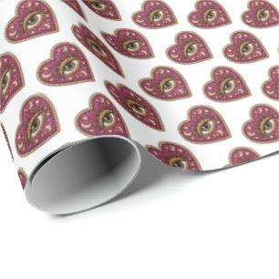 Gesticktes Herz Geschenkpapier