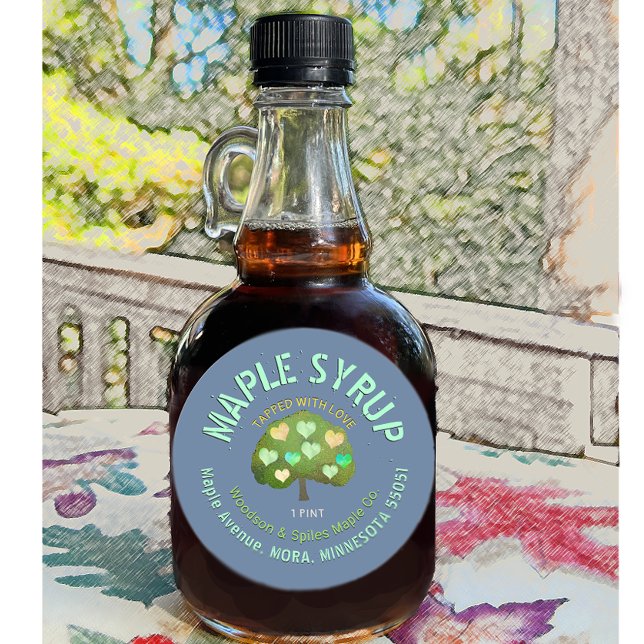Gestochen mit Liebe Maple Sirup Tree & Hearts Runder Aufkleber (Von Creator hochgeladen)