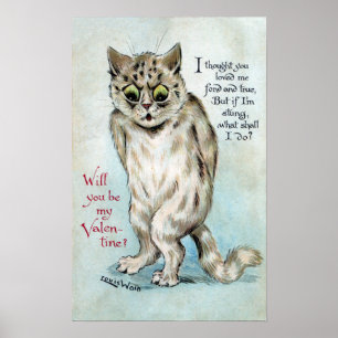 Gestochener KatzeVintager Valentine Poster