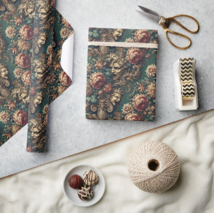 Gestörte Dekadenz – Gotische viktorianische Blumen Geschenkpapier