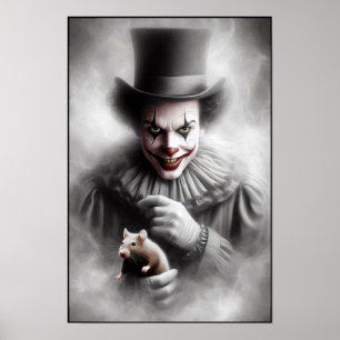 Gestörter Vintage-Clown mit einem finsteren Lächel Poster