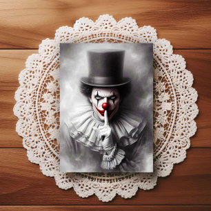 Gestörter Vintage-Clown mit einem finsteren Lächel Postkarte