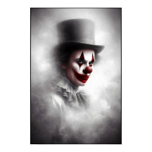 Gestörter Vintage-Clown mit einem unheimlichen Läc