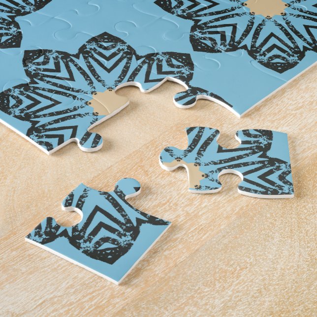 Gestörtes geometrisches Blumenmedaillon-Muster Puzzle (Seite)