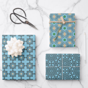 Gestörtes geometrisches Mandala-Muster Geschenkpapier Set