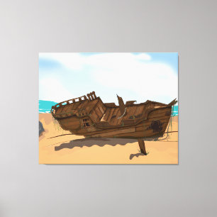 Gestrandetes Schiffswrack Leinwanddruck