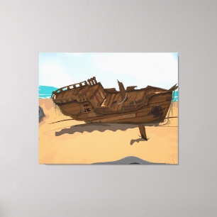 Gestrandetes Schiffswrack Leinwanddruck