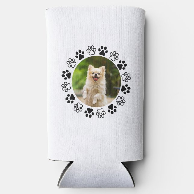 Gestreifbarer Hundeportrait Selters Dosenkühler (Vorderseite)