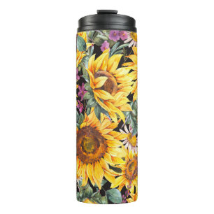 Gestreift floral: Farbige indische Ornament Thermosbecher