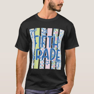 Gestreift fünfte Klasse Kokette Schleife zurück zu T-Shirt