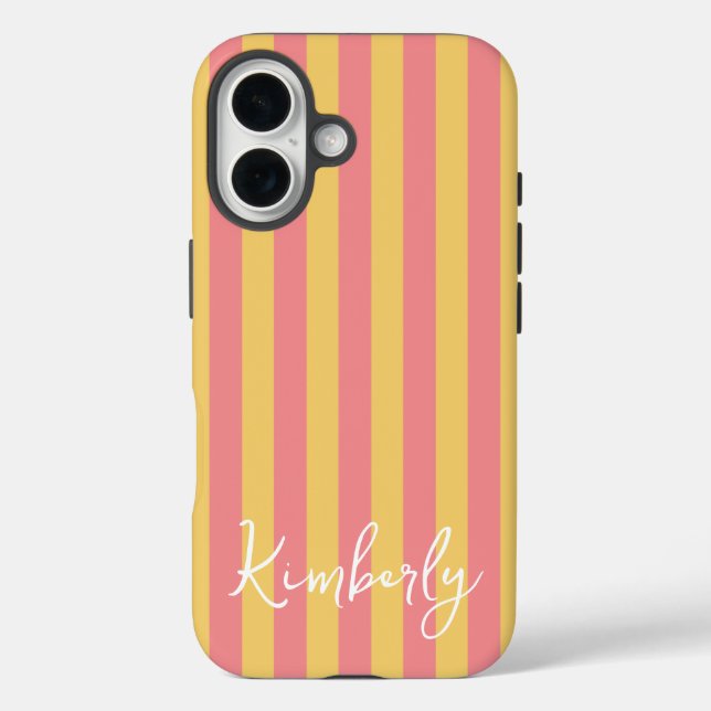 Gestreift Orange Gelb Personalisiert  Case-Mate iPhone Hülle (Rückseite)