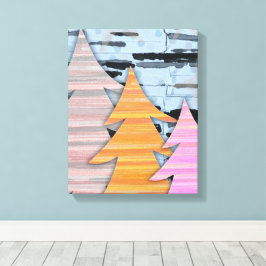 Gestreifte Bäume Winterlandschaftsszene Leinwanddruck