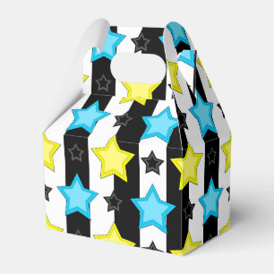 Gestreifte blaue gelbe Sternmuster-Design Geschenkschachtel