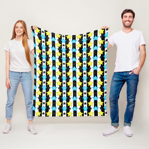 Gestreifte blaue gelbe Sternmusterdesign Fleecedecke