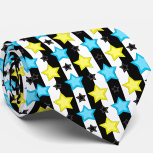 Gestreifte blaue gelbe Sternmusterdesign  Krawatte