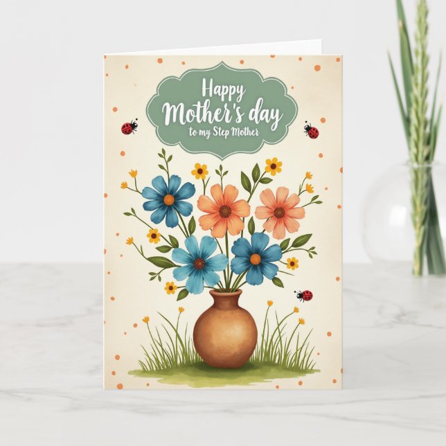 Gestreifte Blumenvase Karte (Vorderseite)